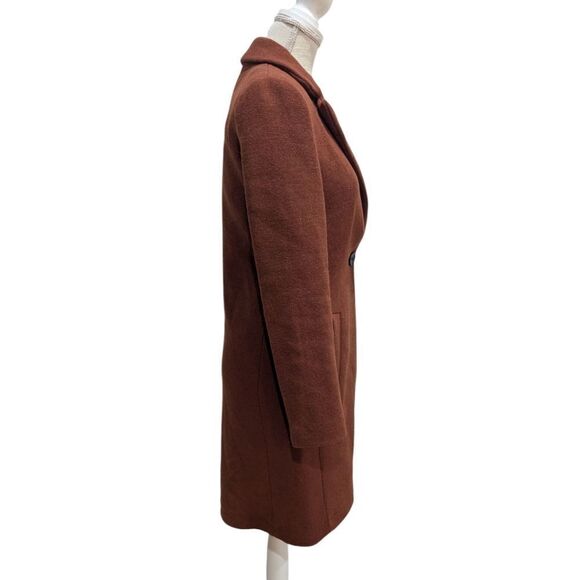 House Of Harlow 1960 Burnt Brown Wool Blend Long Peacoat Women's XS - Picture 3 of 8